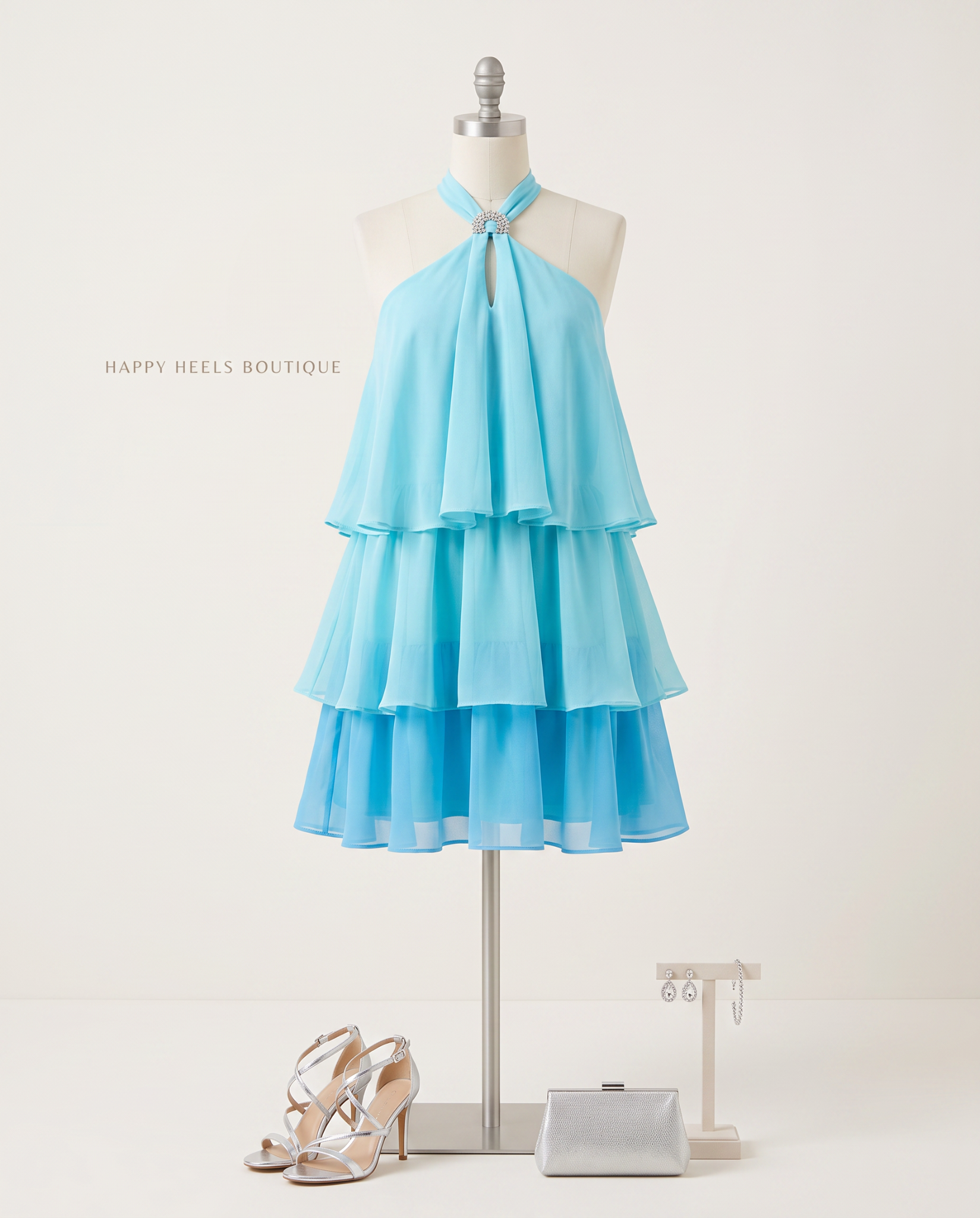 Sky blue tiered dress